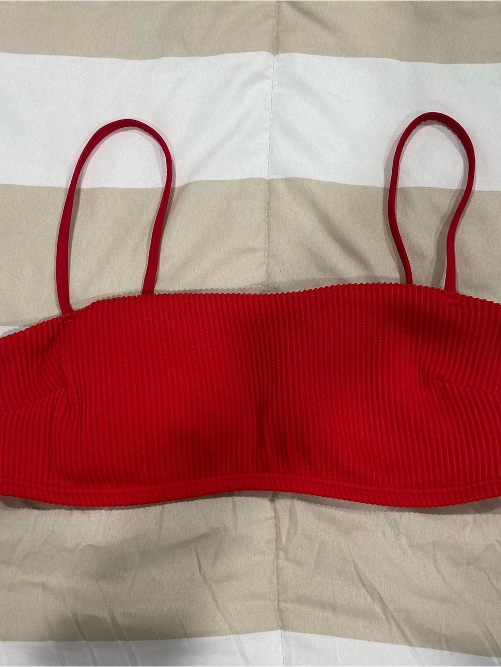 Hollister Ribbed Red Bikini Top with Thin Straps